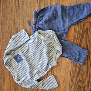 Striped Baby Onesie and Blue Pants Set